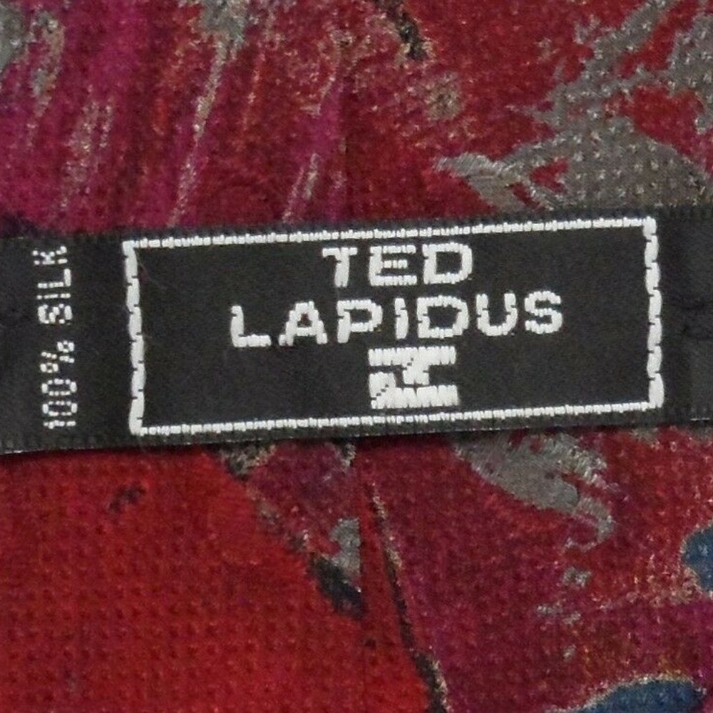 Mens TED LAPIDUS Necktie Burgundy abstract Tie - Picture 5 of 5